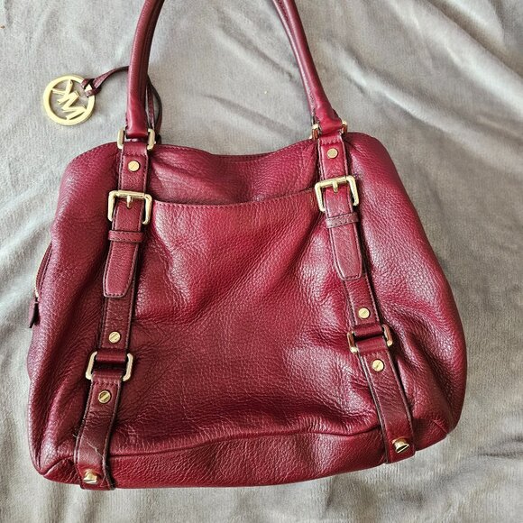 Michael Kors Pebble Leather Satchel Cherry Red - Picture 8 of 10